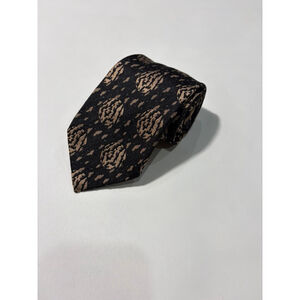 Valentino Cravatte Italy Silk Tie Brown Beige Abstract Medallion Luxury